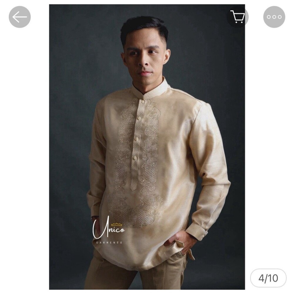Barong Tagalog For Men Piña Organza Fabric/Gina Lining Beige XL Not See Through